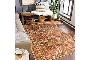 Mark&Day Washable Rugs, 8x10 St David Global Burnt Orange Area Rug