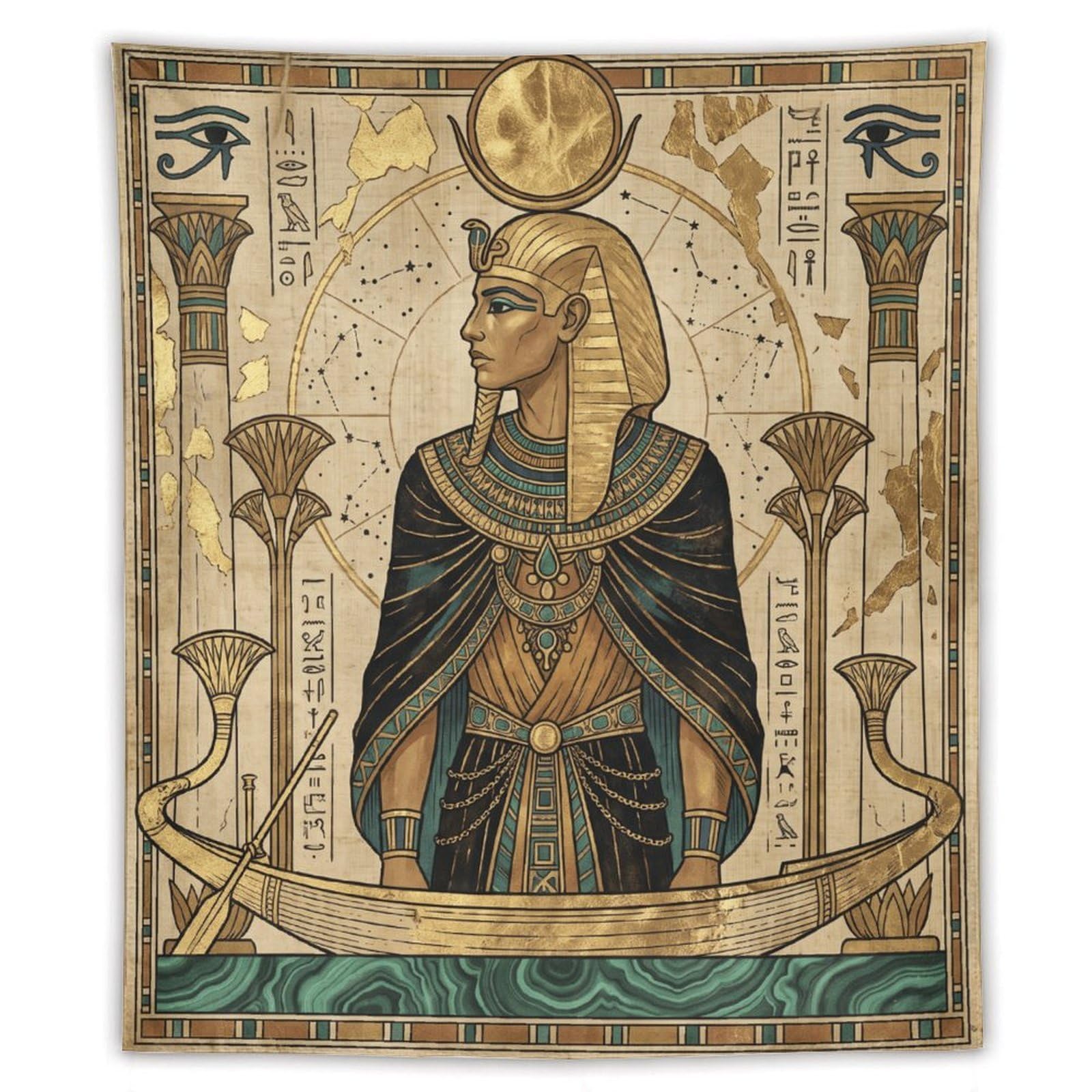 W7C8U2X3 Egyptian Queen Portrait Wall Tapestry, Symbolist Art
