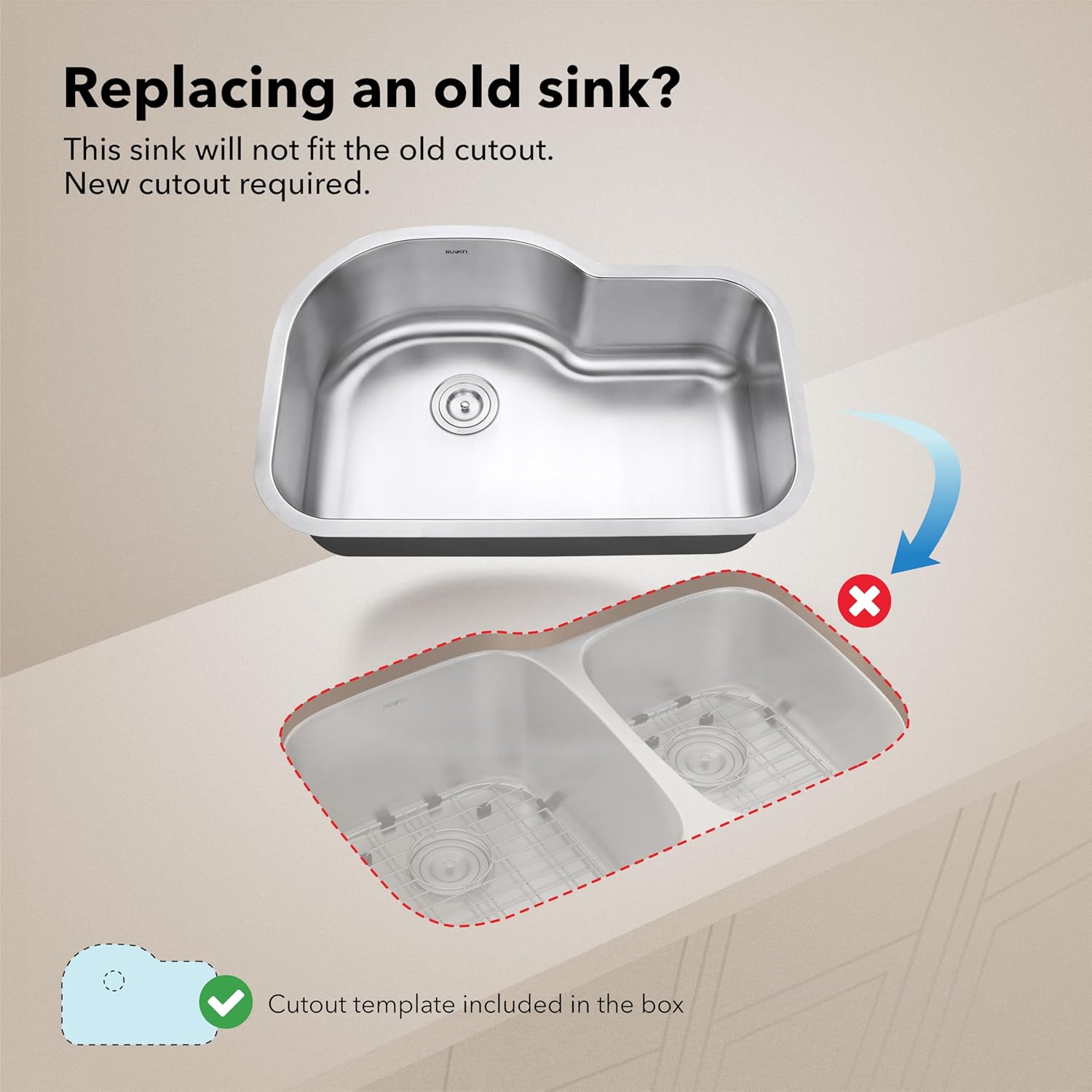 Ruvati 31.5" Inch RVM4700 Undermount Kitchen Sink - 16 Gauge Stainless Steel Kitchen Sink Single Bowl with Brushed Finish hides scratches, Easy-to-Clean Undermount Sinks