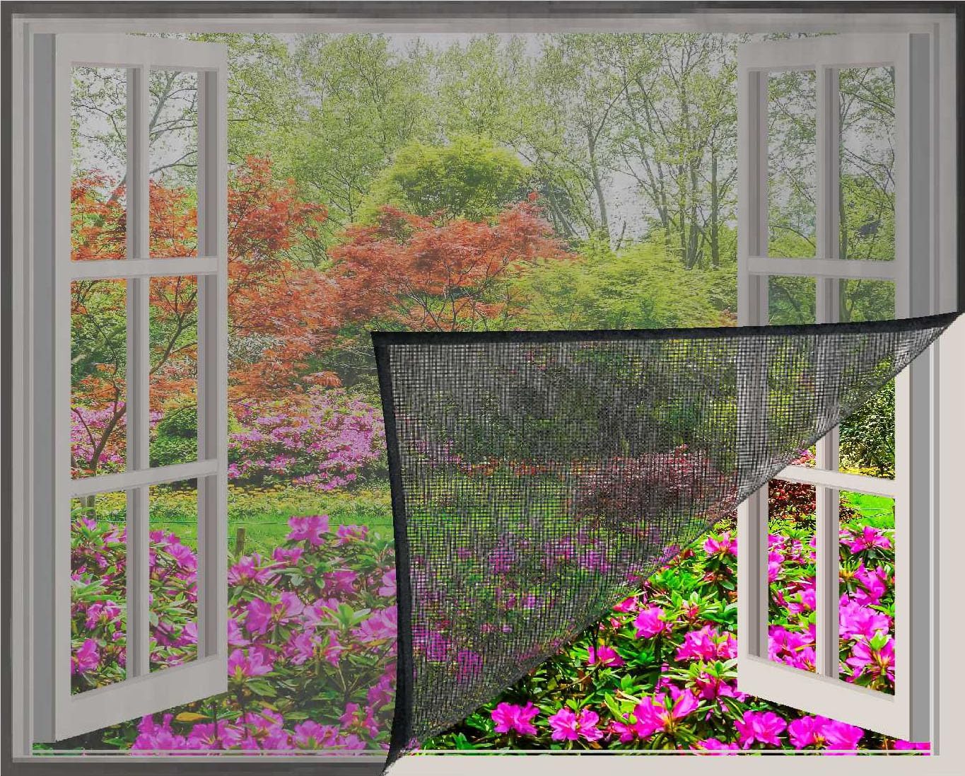Window Mosquito Net, Pre-Stitched with Adhesive Hook & Loop Tape, Size -130 X 140 CM, Black-image-45