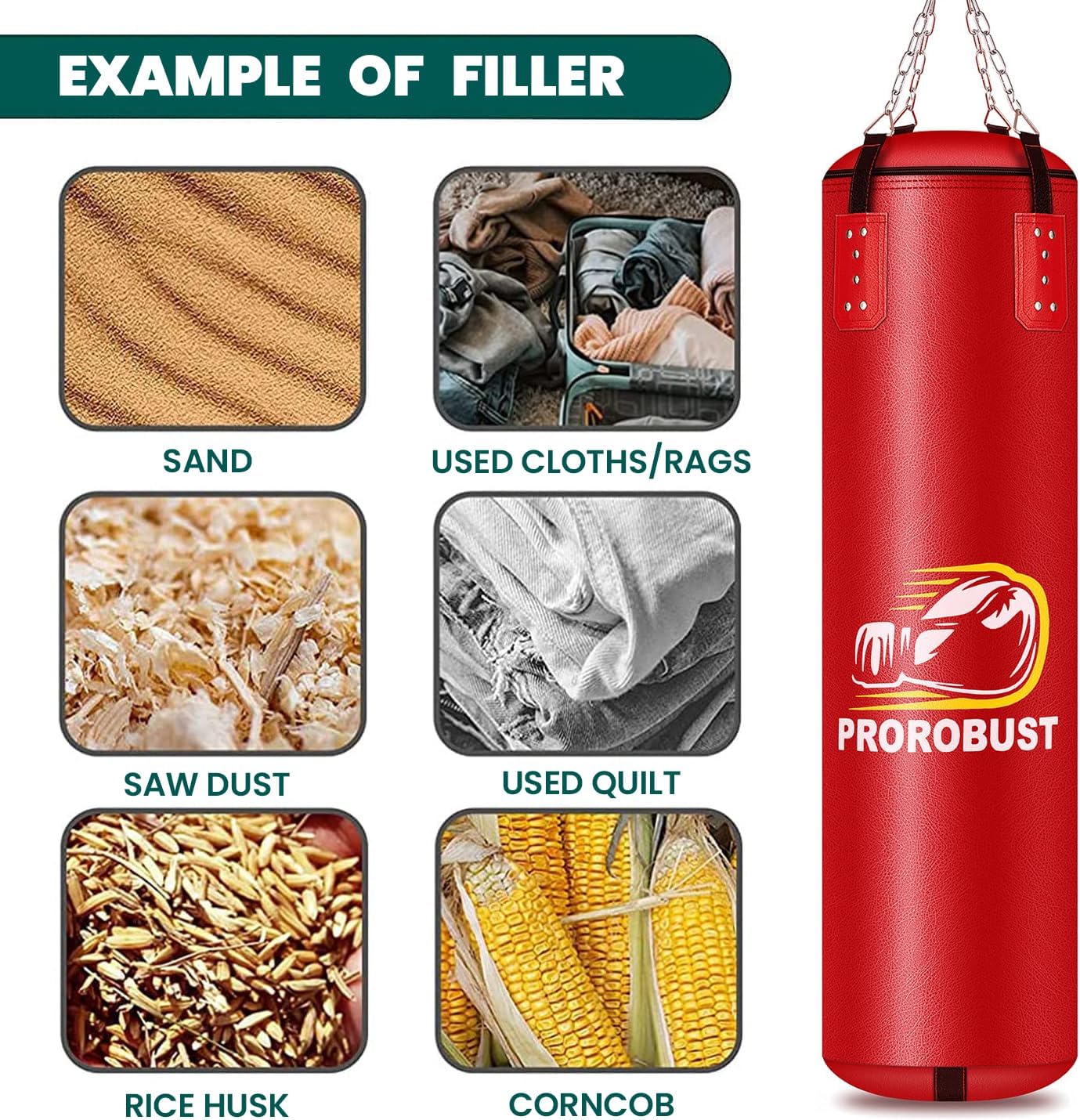 Prorobust Punching Bag for Adults, 4ft PU Heavy Boxing Bag Set with 12OZ Gloves for MMA Kickboxing Boxing Karate Home Gym Training (Unfilled)