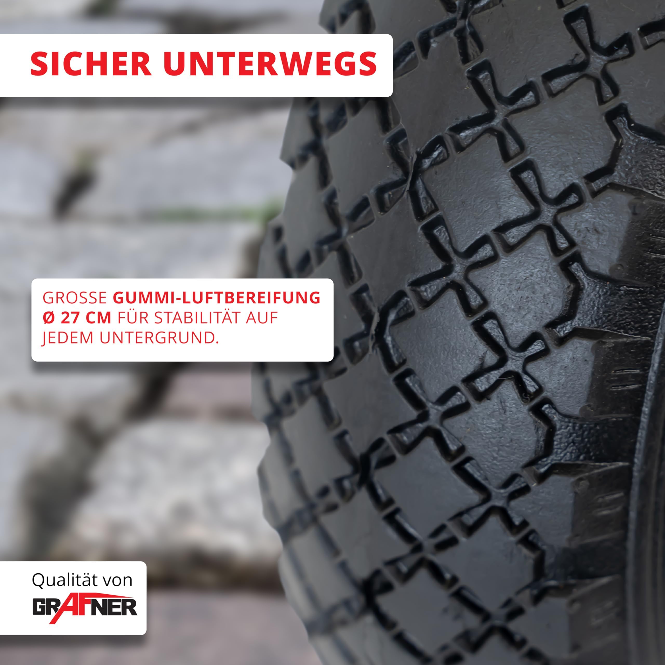 Grafner Sackkarre klappbar und ausziehbar, Belastbarkeit 200kg, Luftbereifung, Haltegriffe und Radschutz, solide Stahl-Ausführung, Stapelkarre Transportkarre Transportwagen