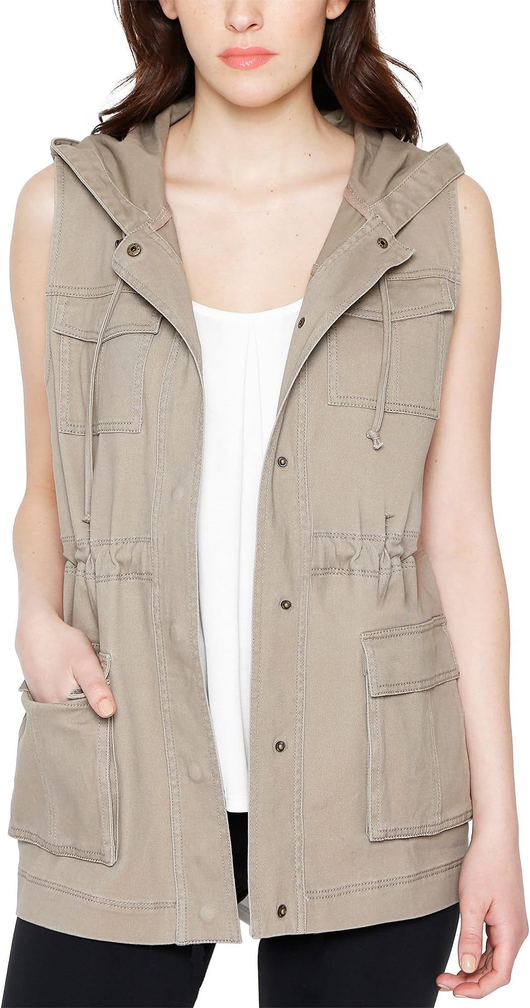 Matty M Women's Cargo Vest (Khaki, Medium)