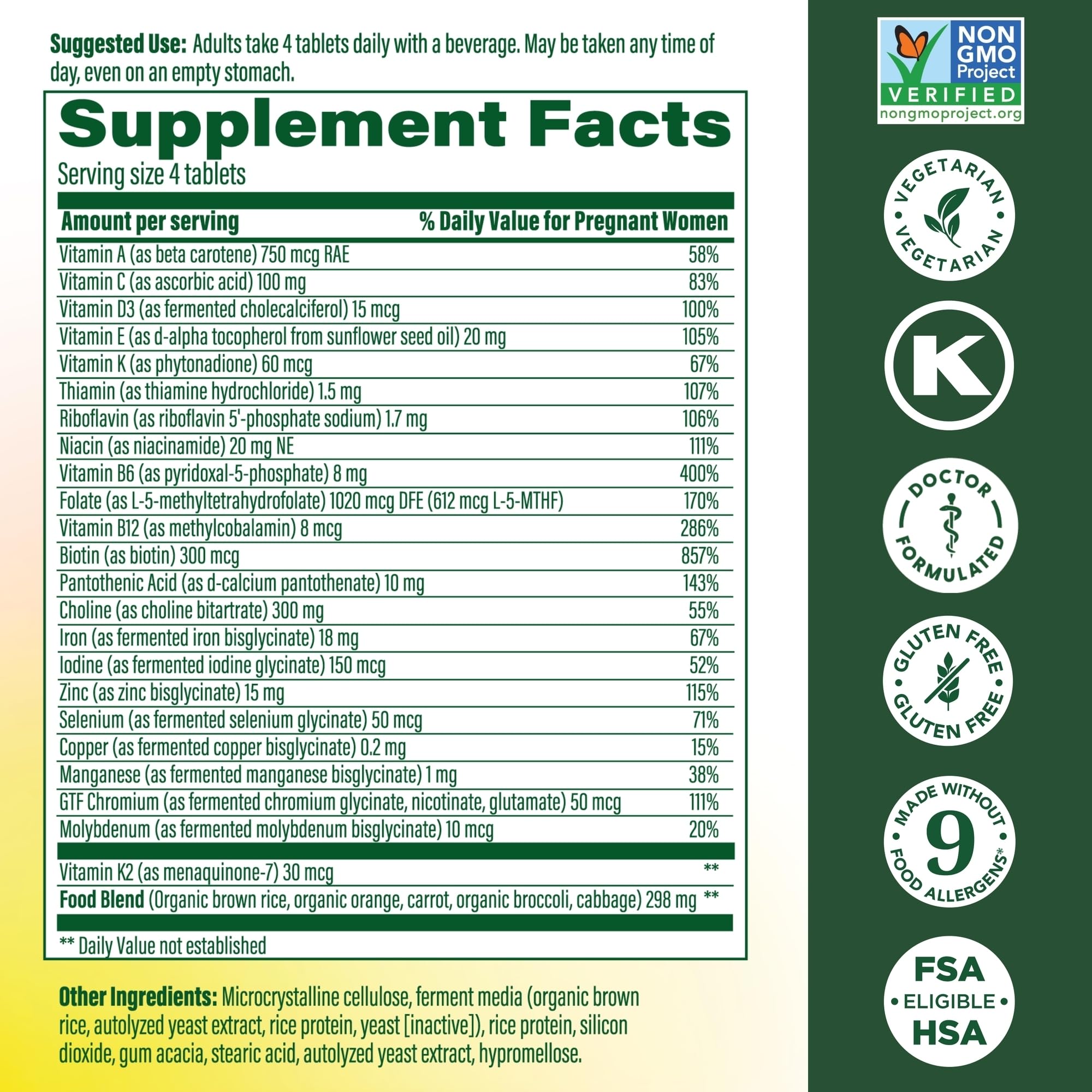 MegaFood Baby & Me 2 Prenatal Vitamins, Doctor Formulated, 120 Mini Tablets — Amazon image 3