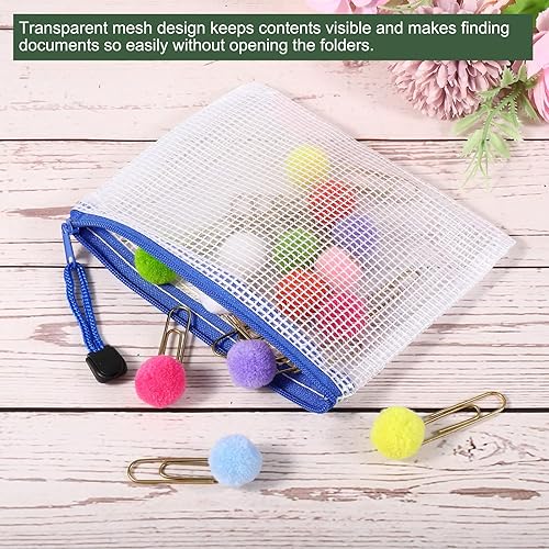 Miniatura 4 de YOKIVE Paquete de 6 bolsas de malla con cremallera, bolsillos de malla A6 para archivos, bolsa de plástico para documentos, ideal para