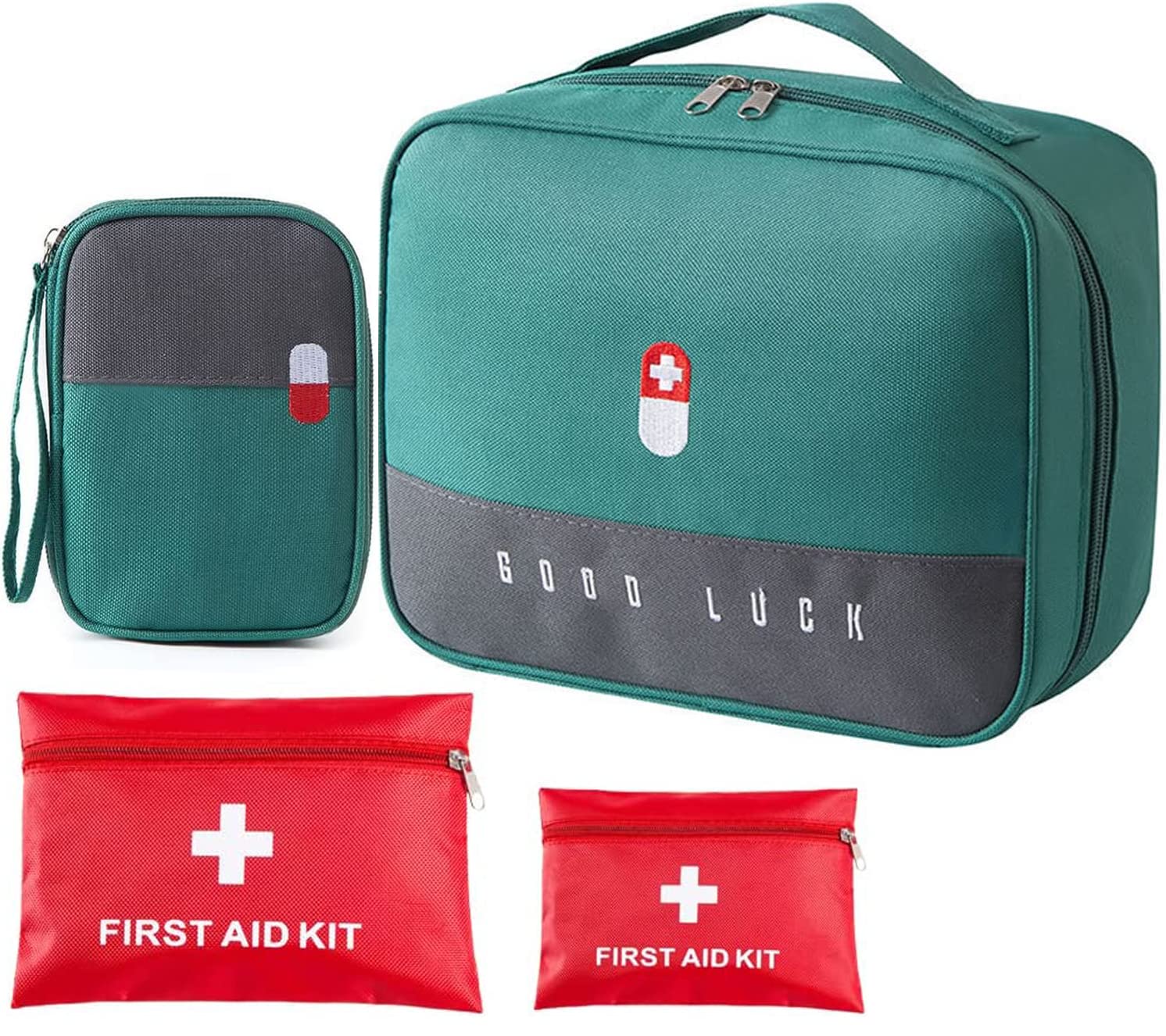 Portable First Aid Kit Empty, Camping First Aid Bag, Medicine Tools Travel Storage Bag, Suitable For Home Outdoor Hiking Camping Car Office Workplace（two-color） (Green)