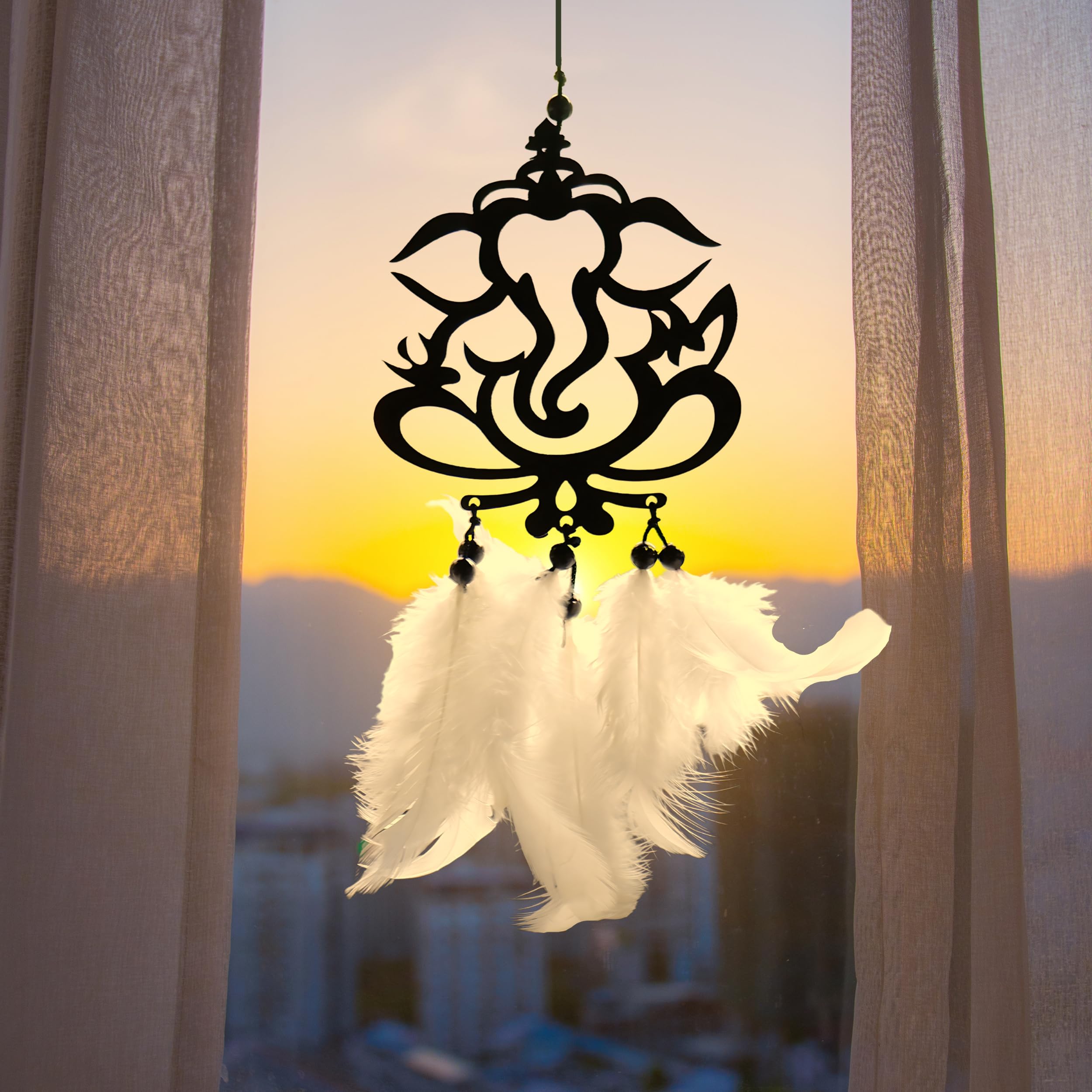 Car Hanging Accessories for Rear View Mirror - Good Luck Dream Catcher, Positive Vibes for Car, Balcony and Room - Om Namah Shivay (Ganesh)