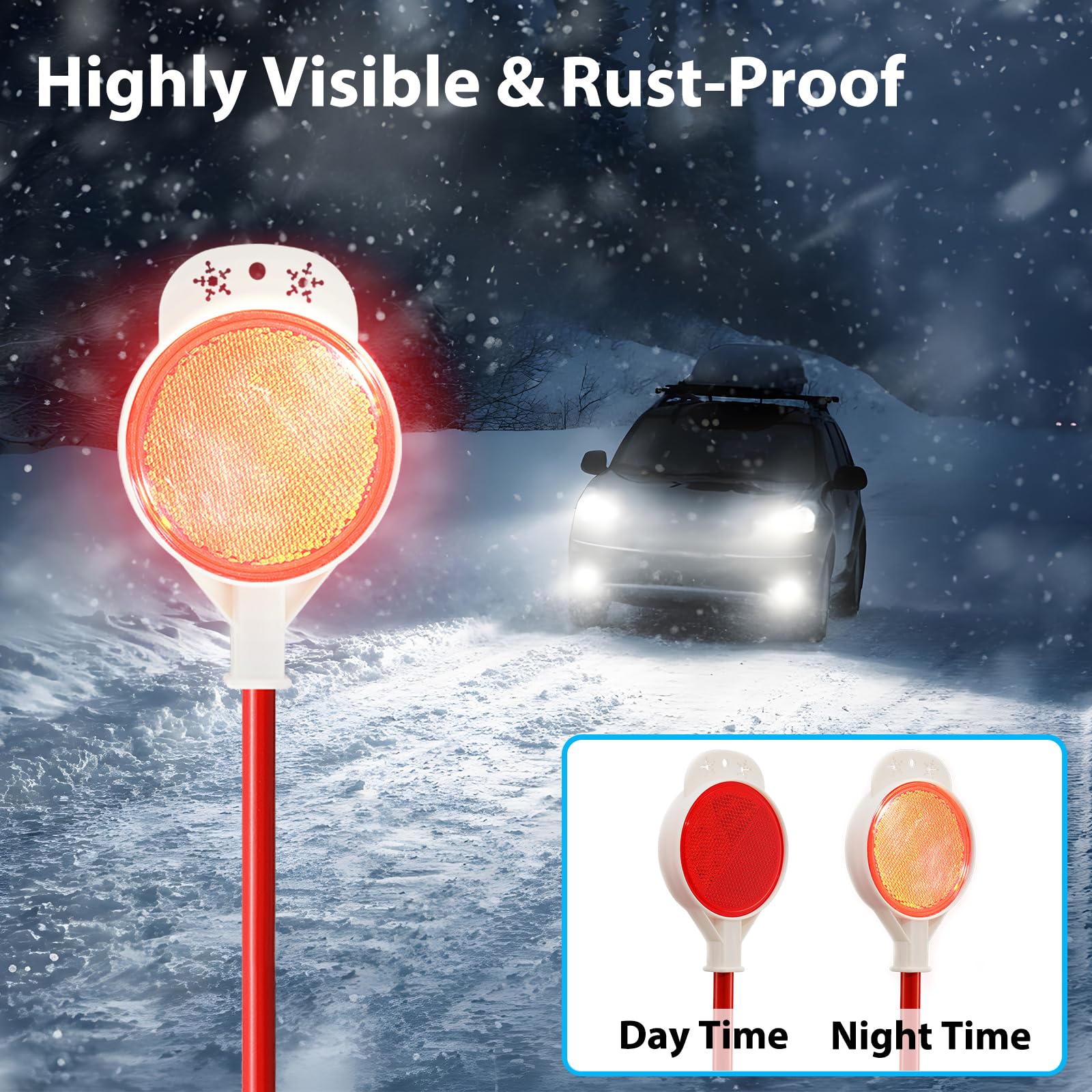 Weather Marker Snapklik.com : Driveway Markers 48 Inch, Double Sided Reflective Marker ...