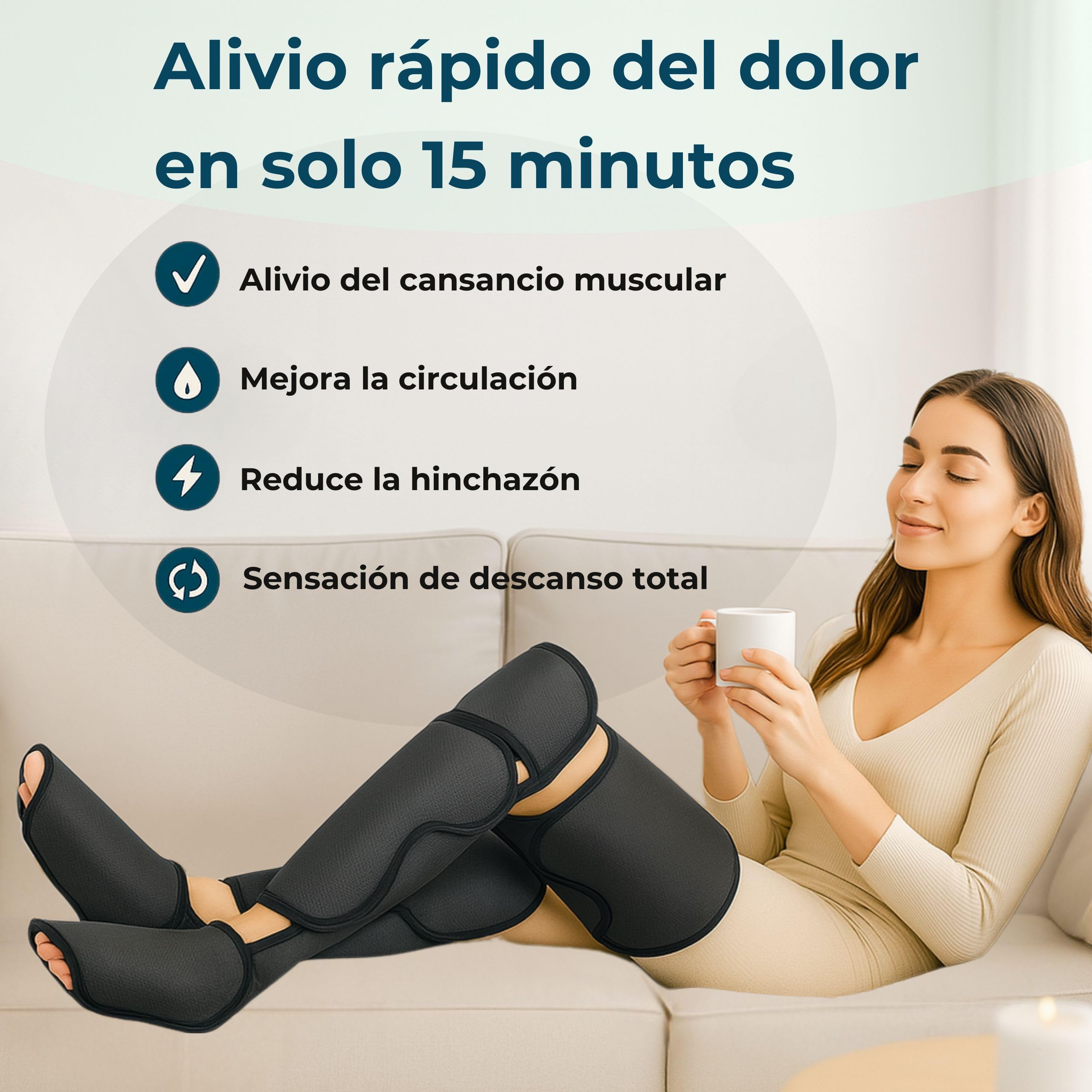 Presoterapia para Casa - Botas para Piernas Cansadas Mejora la Circulacion - Masajeador de Pies y Piernas - Maquina Profesional de Drenaje Linfatico - Alivia el Dolor de Pierna