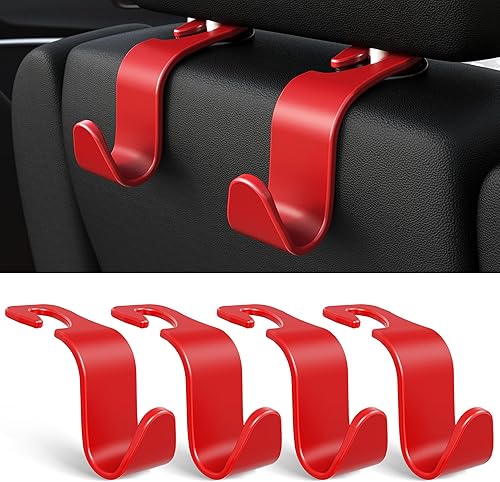 Miniatura 14 de Amooca - Gancho para reposacabezas de asiento de coche, 4 unidades, organizador de almacenamiento universal para bolso de mano, abrigo, ajuste Negro
