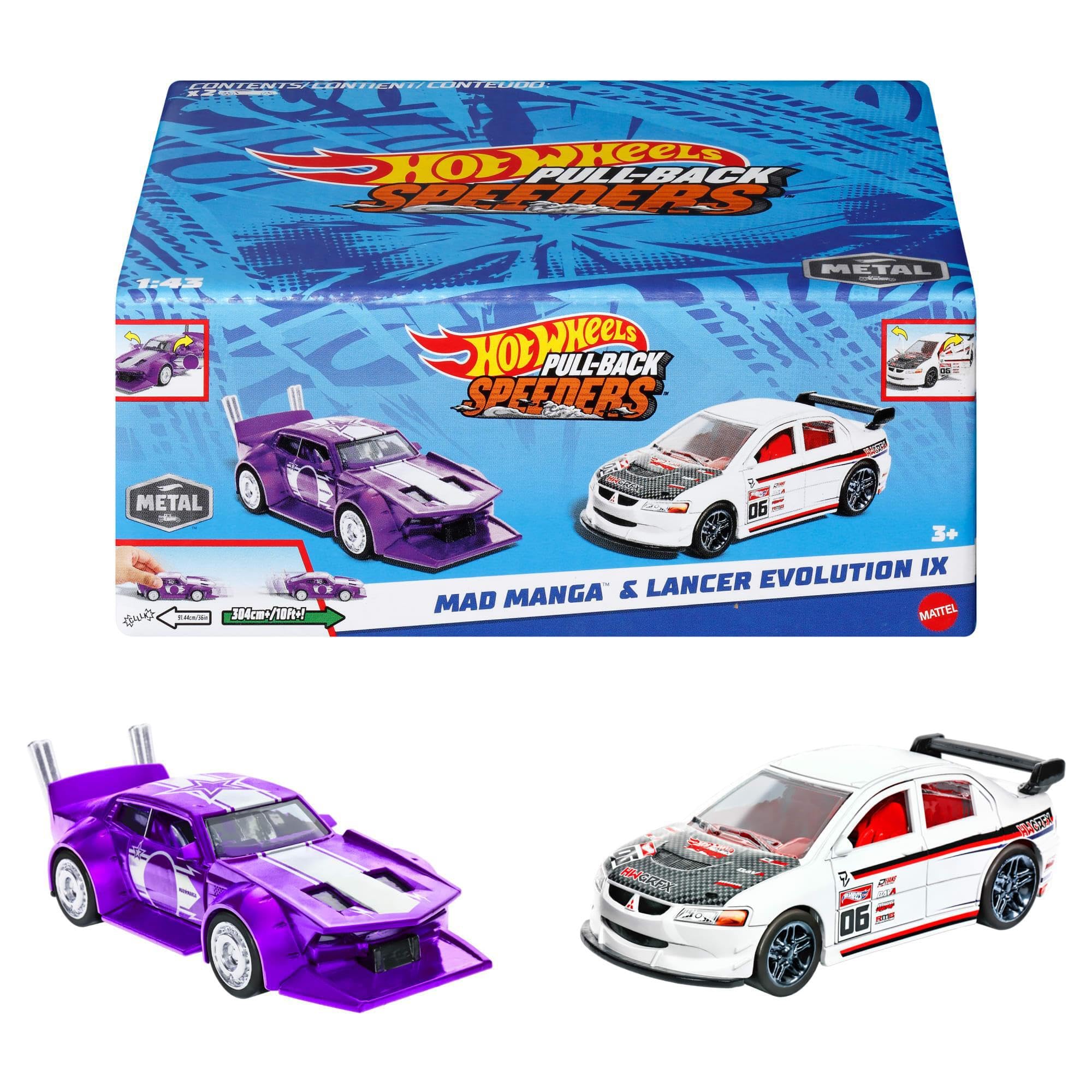 Hot Wheels Pull-Back 6台セット Hot Wheels, Pullback Speeders, Conjunto Sortido com 2 Carrinhos de