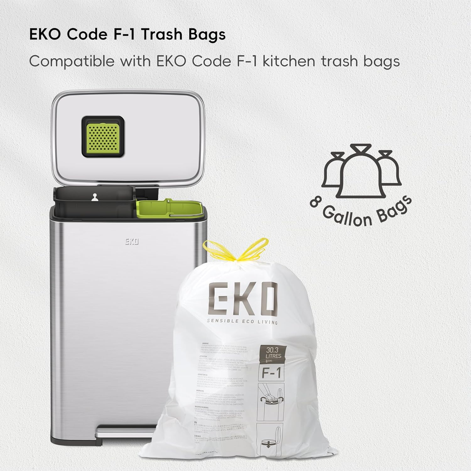 EKO Madison Brushed Stainless 25L+20L Dual Compartment Step Trash Can with Inner Liner, Recycling Bin, Soft-Close Lid, Fingerprint-Resistant Finish, and Durable Stainless Steel for Home and Office - Image 5