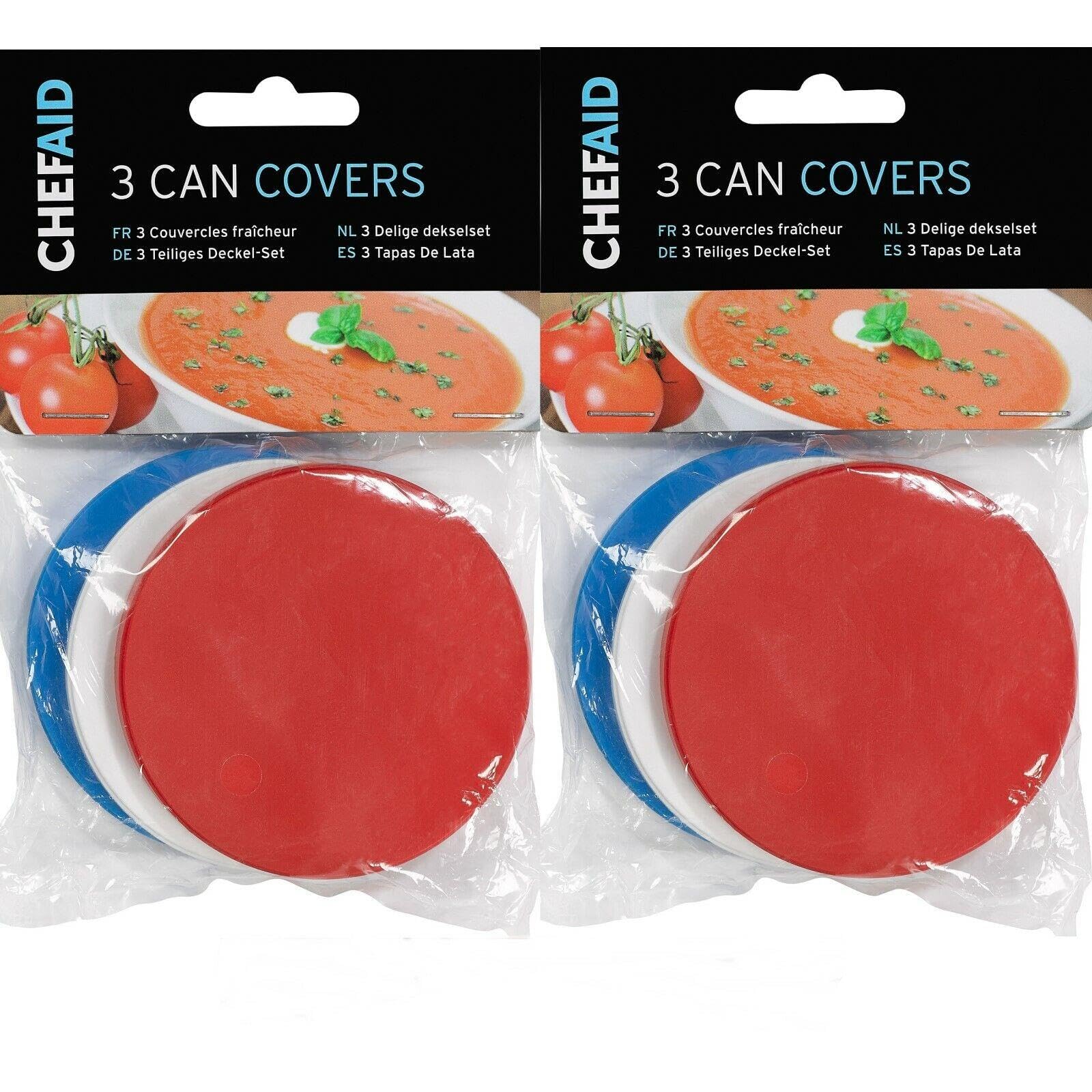 Set of 6 Tin Can Covers Assorted Colour Can Covers for Cat Dog Food Standard Size Tin Plastic Lids Durable Airtight Plastic Lids for Tin Can Covers.