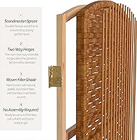 Vista 50 de Red Lantern Divisor de habitación de 4 paneles blanco con tejido de diamante de 7 pies de alto