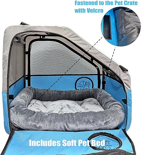 Miniatura 5 de Large Portable Pet Crate for Car Travel, 24"x22"x25" Foldable Dog & Cat Carrier with Secures Seatbelt & Headrest Strap, Oxford Soft-Sided Pet Kennel