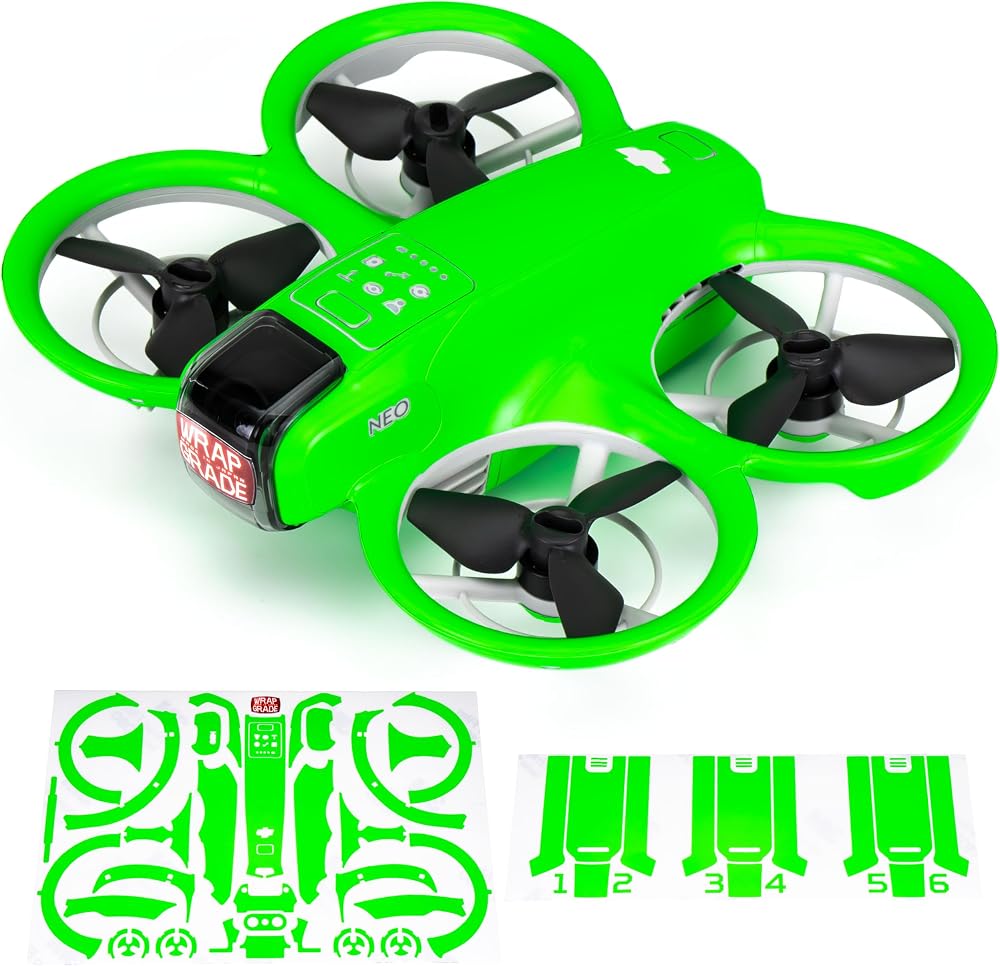 WRAPGRADE Skin Sticker Compatible with DJI NEO Full Wrap (Neon Green) — 사진 1