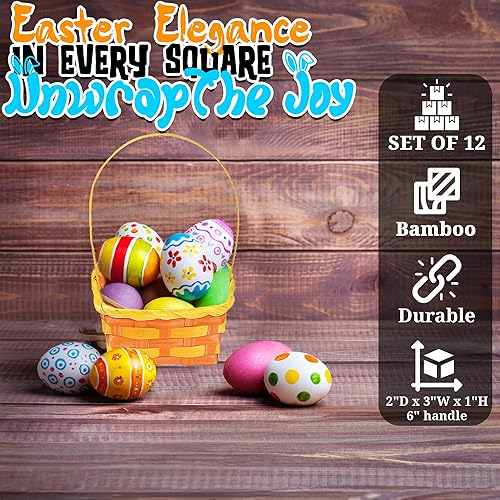Miniatura 2 de Fun Express Cesta de Pascua a granel, paquete de 12  Cestas de Pascua pequeñas cuadradas de bambú para niños  Mini cestas decorativas coloridas para