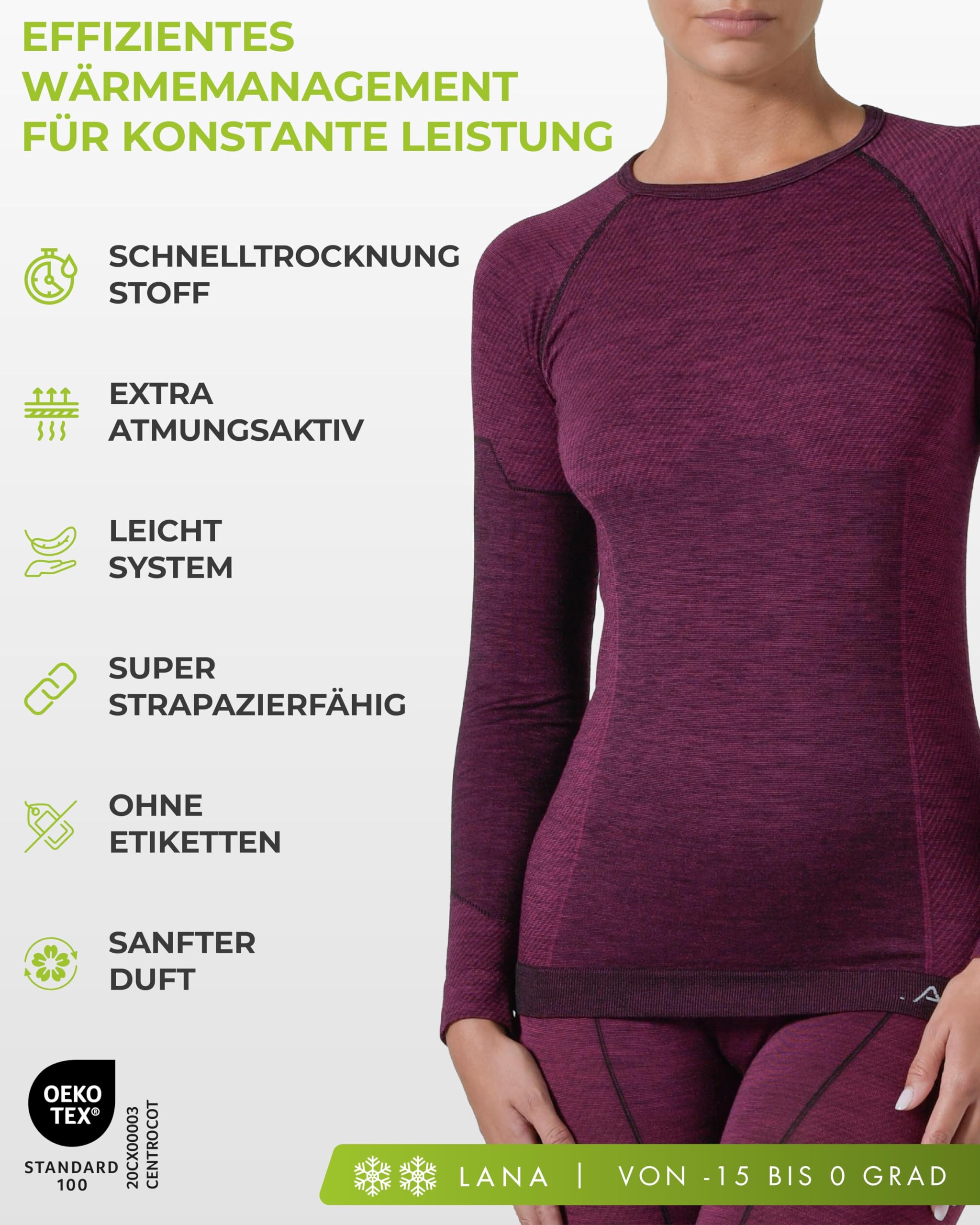 Risalti Thermoshirt Herren Damen Merinowolle - Funktionsunterwäsche Herren Unisex, Thermounterwäsche, Merino, Thermo Shirt Atmungsaktives, Funktionshirt Nahtlose Winter Bekleidung - Made in Italy