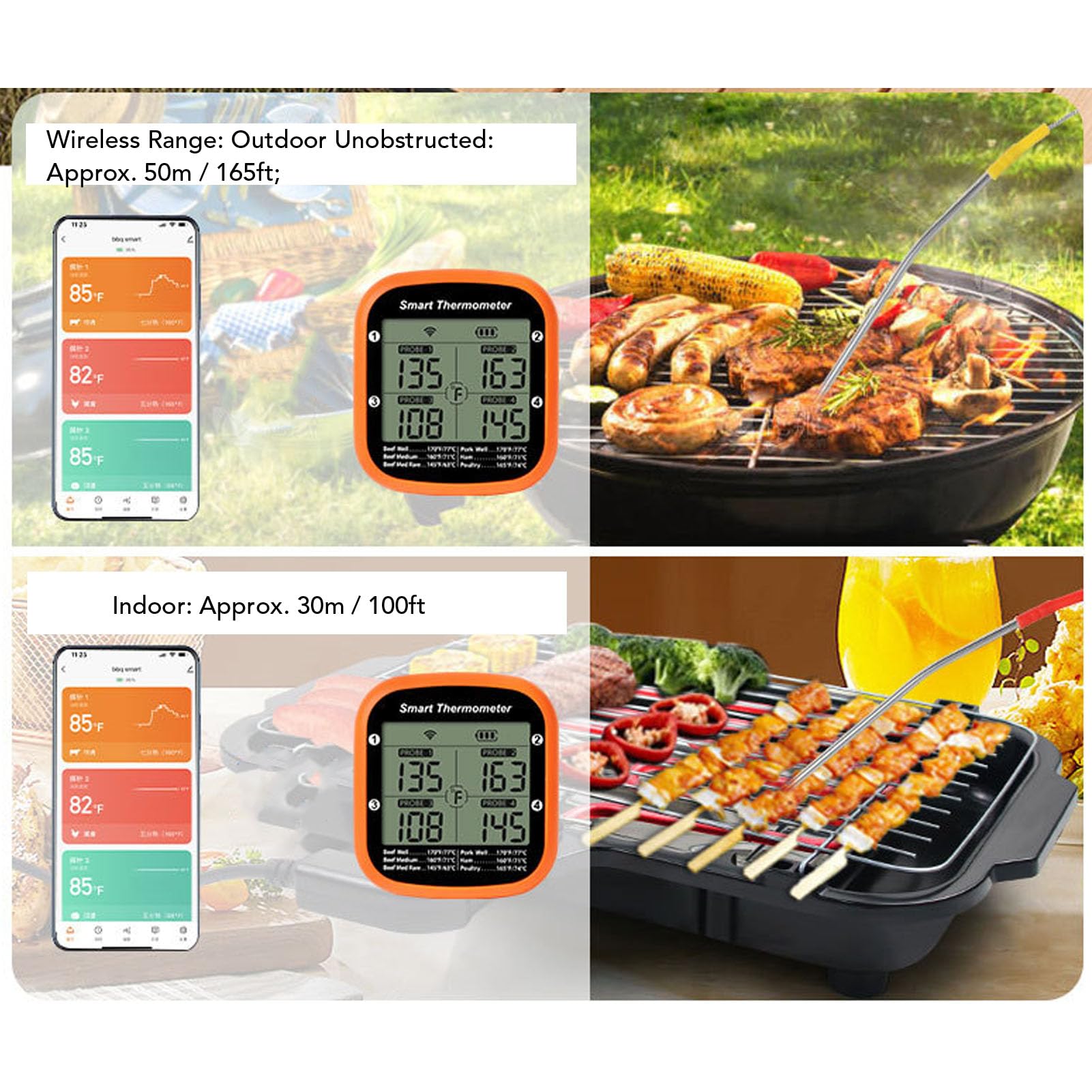 Sonda de Temperatura de Carne, Termómetro Digital para Parrilla, Aplicación Inteligente Bt, Control Remoto, Utensilios de Cocina para Parrilla, Barbacoa, Suministros de Cocina