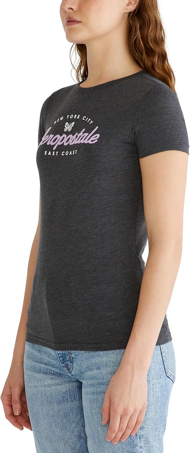 Aeropostale Women's Butterflies Short Sleeve Graphic Tee - Image 2