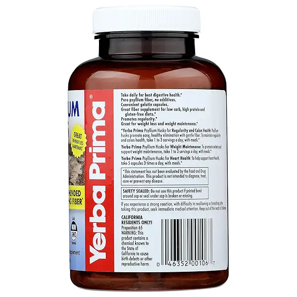 Yerba Prima Psyllium Husks Supplement Capsules, 180 Capsules 7