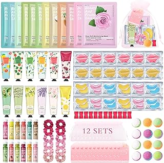 120 PCS Spa Party Supplies for Girls & Women,Spa Party Favors Include Face Masks Skincare,Hand Cream,Lip Balm,Eye Masks,Lip Mask,Foot Bath Bombs,Slumber Sleepover Party Supplies for Girls