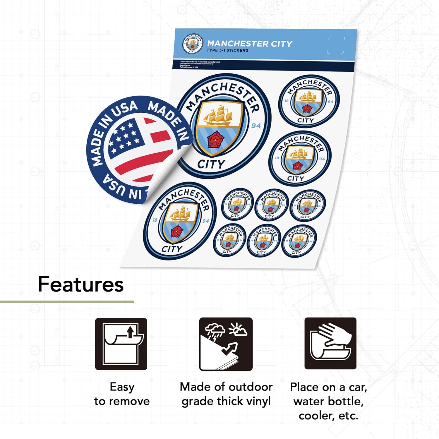 Desert Cactus Manchester City Sticker Man City MCFC Sheet Vinyl Football Soccer Decal Laptop Water Bottle Car Scrapbook Sheet (Type 3-1) - Image 4