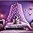 Purple Canopy for Girls Bed with Pre-Glued Glow in The Dark Unicorns - Princess Mosquito Net Room Decor - Kids & Baby Bedroom Tent with Galaxy Lights - 1 Opening Canopy Bed & Hanging Kit Included