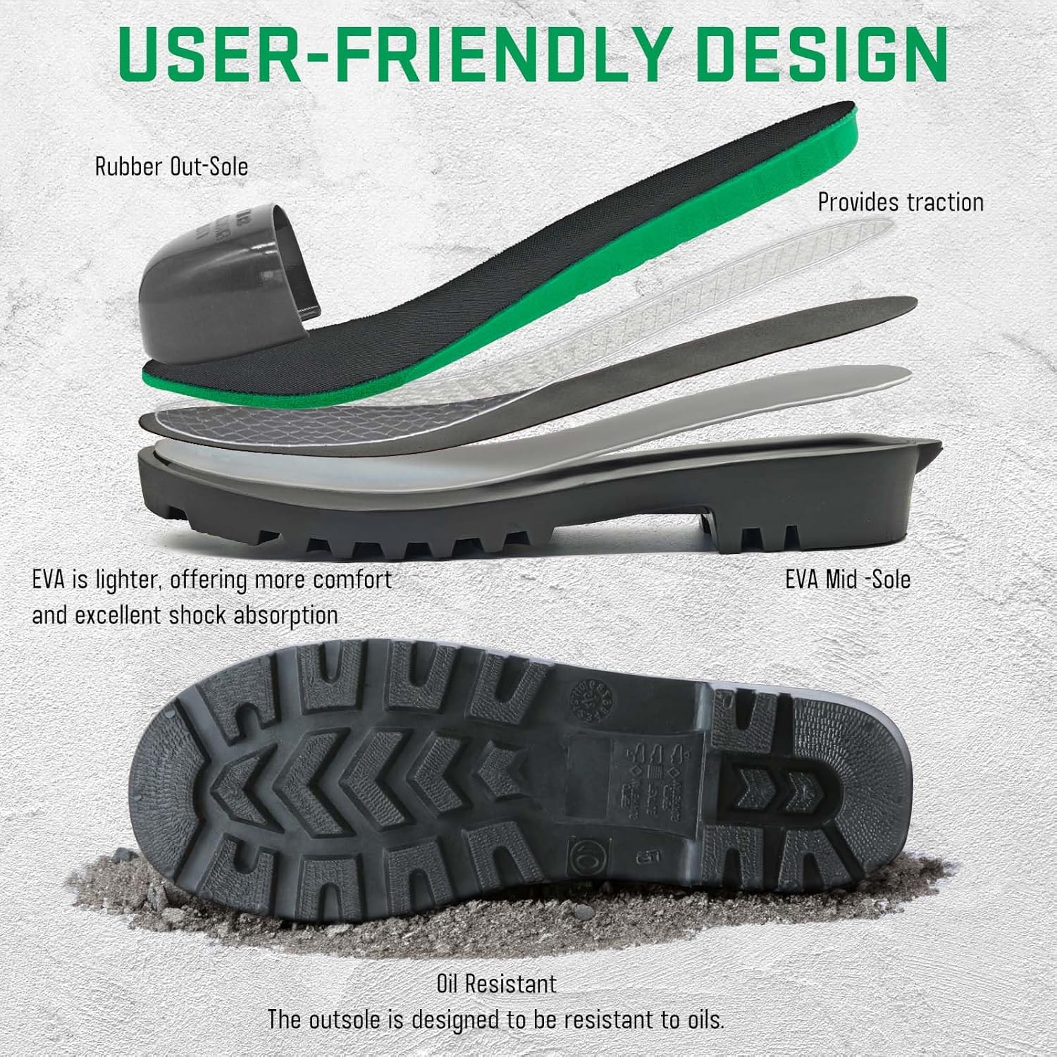 Men's Rain Boots Steel Toe PVC Rubber Boots - Waterproof Slip-Resistant Garden Fishing Outdoor Knee High Work Boots for Construction, Agriculture, Industrial & Heavy Duty, Size 7-14 - Image 5