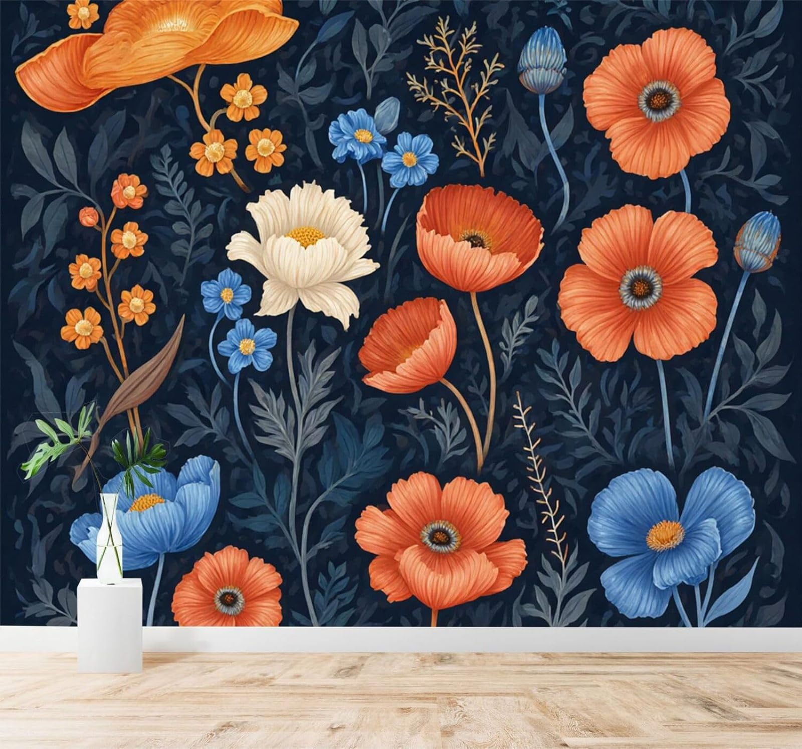 XLMING Simple Beautiful Plants Colourful Flowers 3D Wallpaper Silky Texture Home Study Office Grey Dining Room Sofa Bedroom Living Room TV Backdrop-200cm×140cm