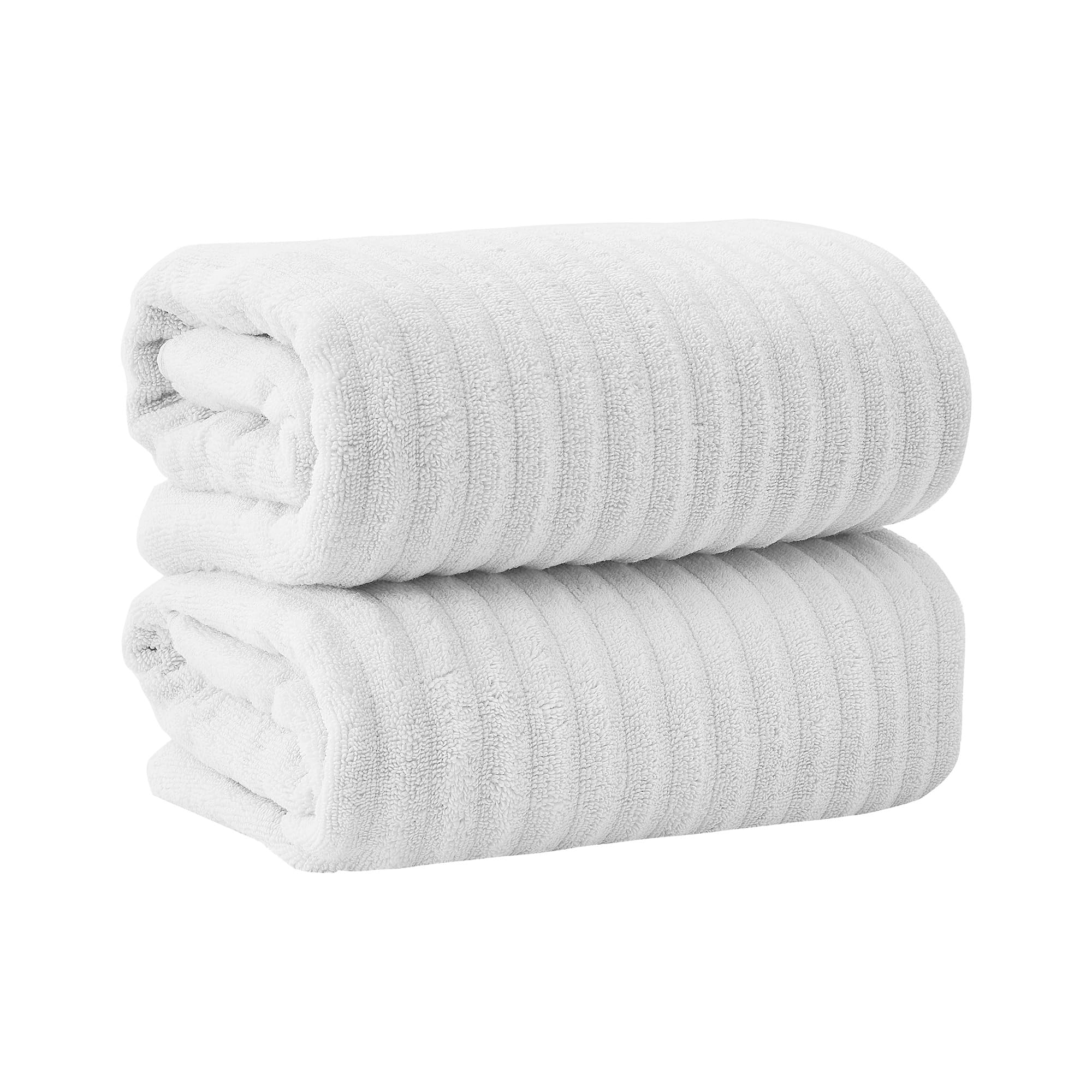 Great Bay Home Set di 2 asciugamani da bagno, 100% cotone, assorbenti e ad asciugatura rapida (bianco)