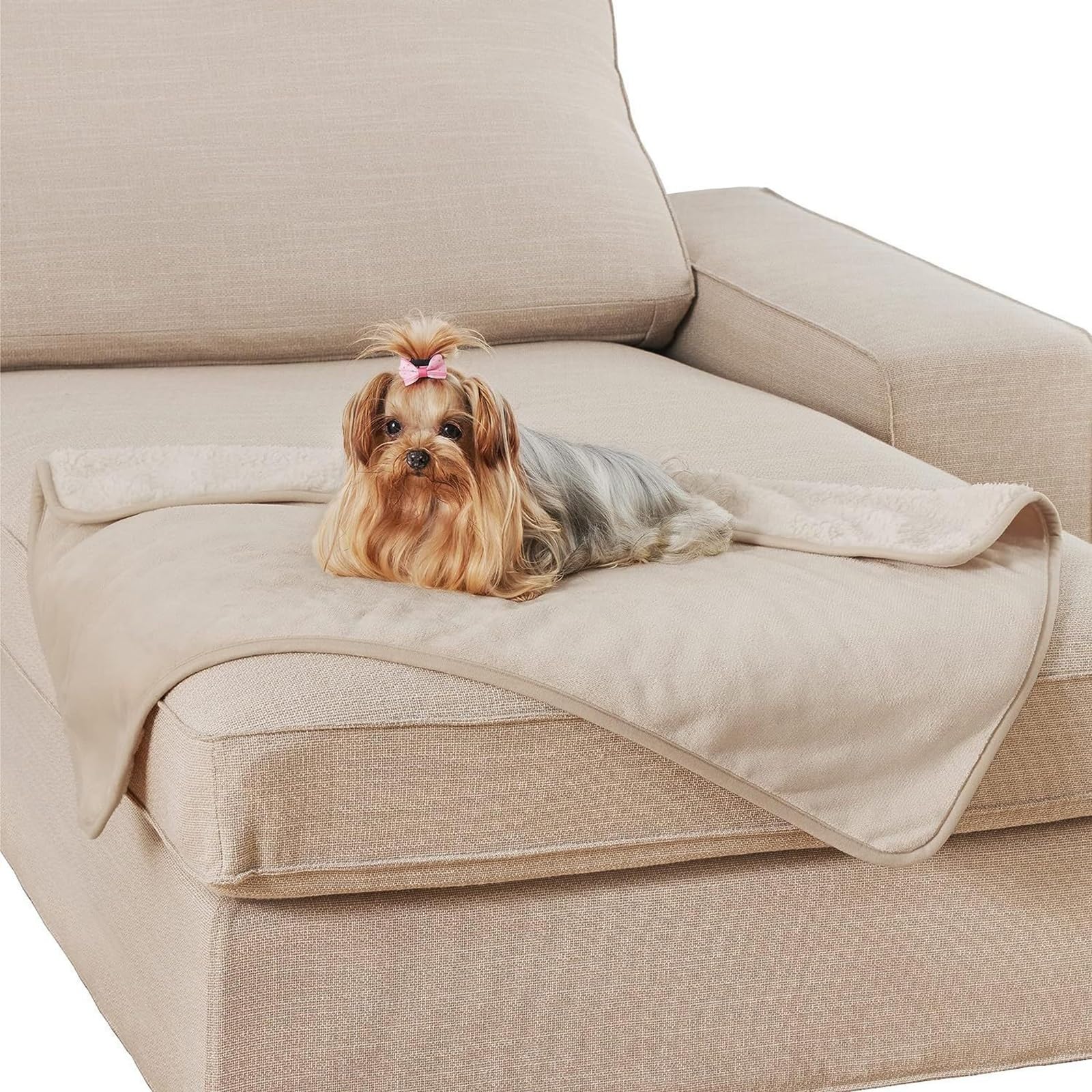 Couverture pour Chien Réversible Chien Hydrofuge Protection pour Canapé Lavable en Machine pour Chiens Et Chats (Color : Beige, Size : L 100 * 160CM/39 * 63IN)