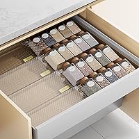 PanPanPal 8-Pack Expandable Spice Drawer Organizer Rack, 11-22" Wide Clear PET Seasoning Holder for Kitchen Drawers & Countertops (Jars Not Included)