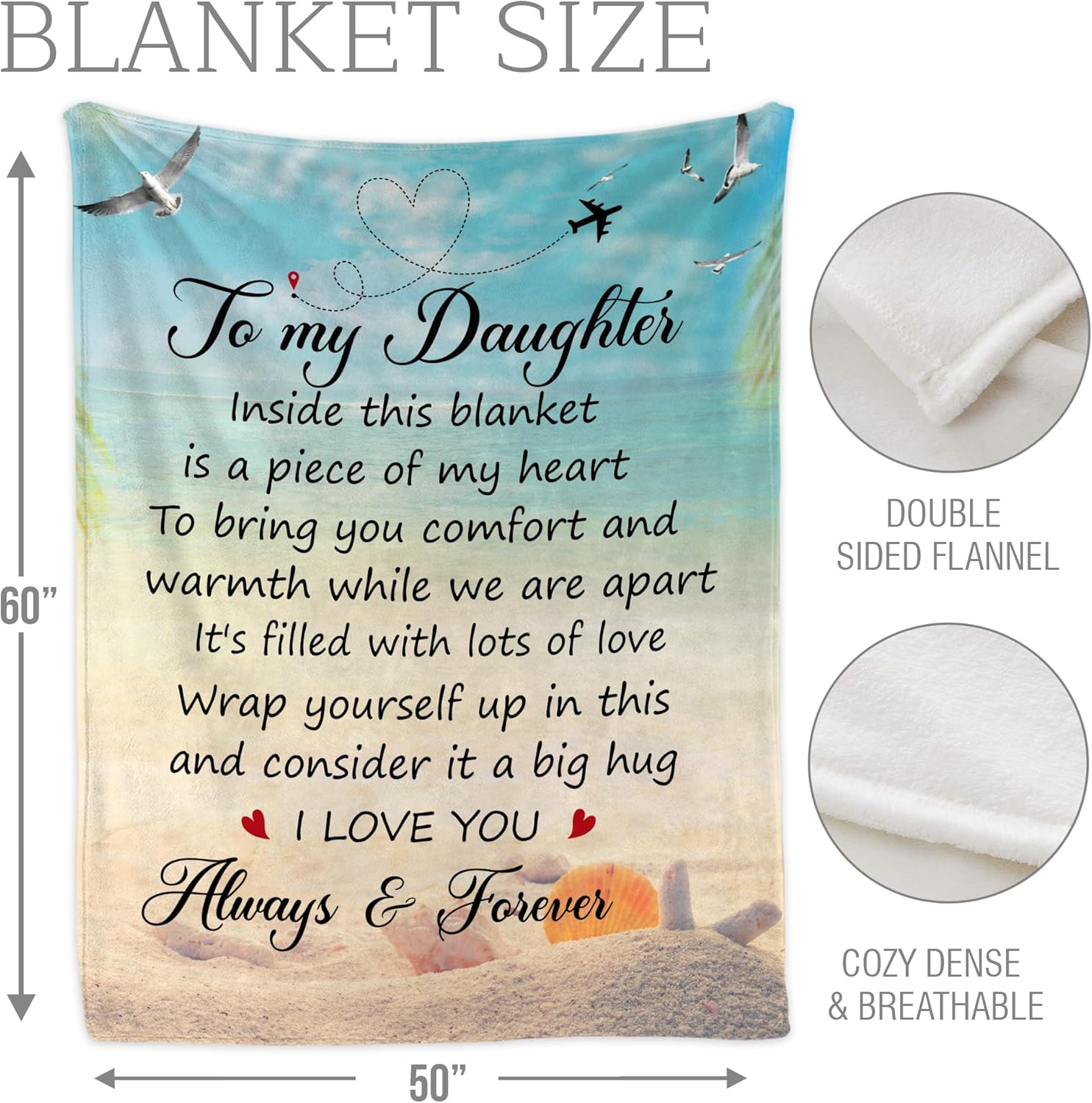 Daughter Gifts from Mom and Dad – to My Daughter Blanket, Thoughtful Christmas, Birthday, or Graduation Gift, Best Gift Idea for Her, Soft and Cozy Throw Blanket 50x60 Inches - Image 3