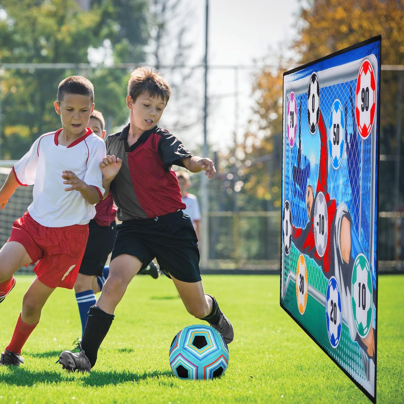 Set da Gioco con Pallone da Calcio per Bambini di 3 4 5 6 7 8 Anni, Porta da Calcios in Cortile per Interni ed Esterni con Palline, Calcios Bambini