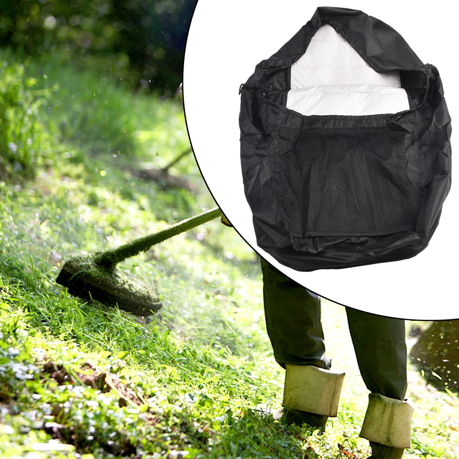Funda para asiento de tractor con tela impermeable, cordón elástico y bolsillos traseros para cortacésped y tractores agrícolas (gris)