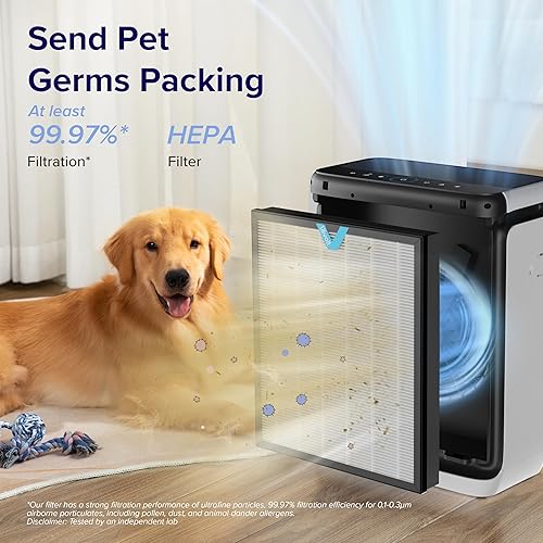 Miniatura 7 de LEVOIT Purificadores de aire con monitor de calidad de aire para habitaciones grandes del hogar, Vital 100S cubre hasta 1110 pies cuadrados y cubre