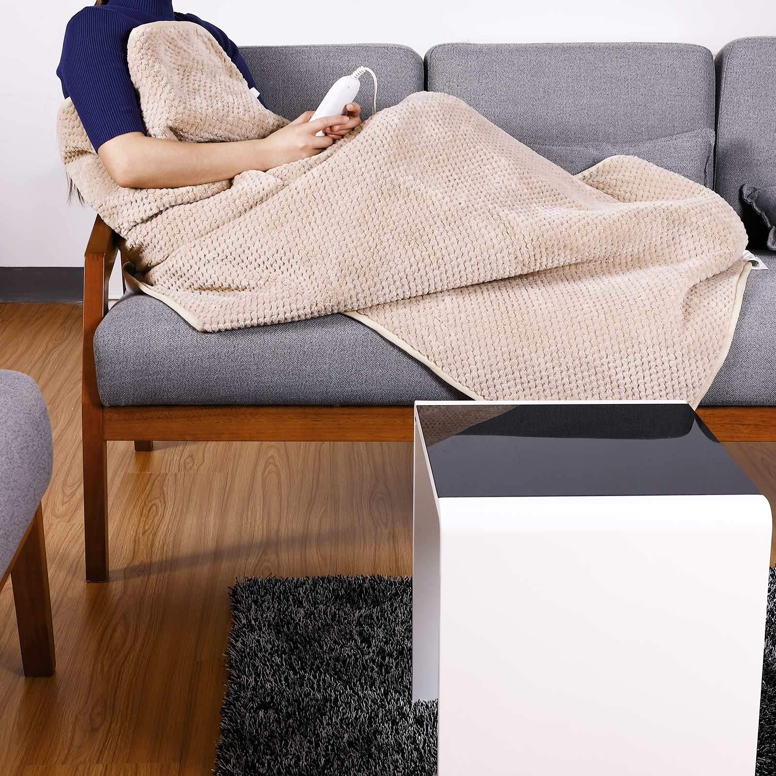 Monzana Manta Eléctrica Doble 160x140cm 120W Calienta Camas Temporizador 5 Niveles de Calor 2 Zonas