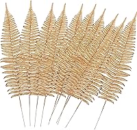 Vista 9 de CATTREE Plantas artificiales doradas, hojas de plástico doradas, paquete de 4 arbustos de hierba falsa, arbustos para el hogar, interior, exterior