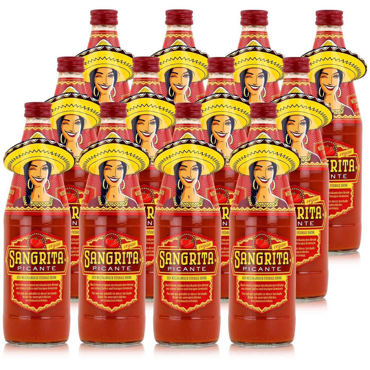 12 Flaschen Sangrita Picante rot a 0,5L Würztrunk Tomatensaft