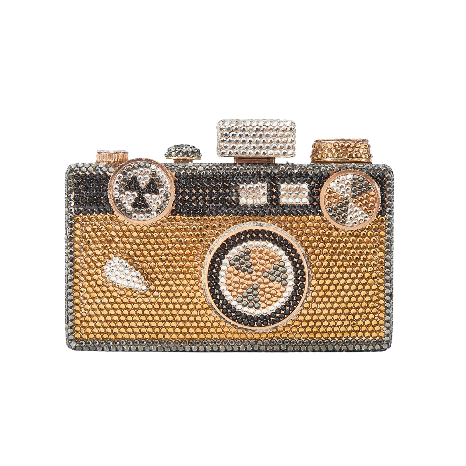 UMREN Novelty Crystal Camera Shaped Clutch Purse for Women Sparkly Rhinestones Evening Clutch Bag Glitter Bridal Prom Handbag