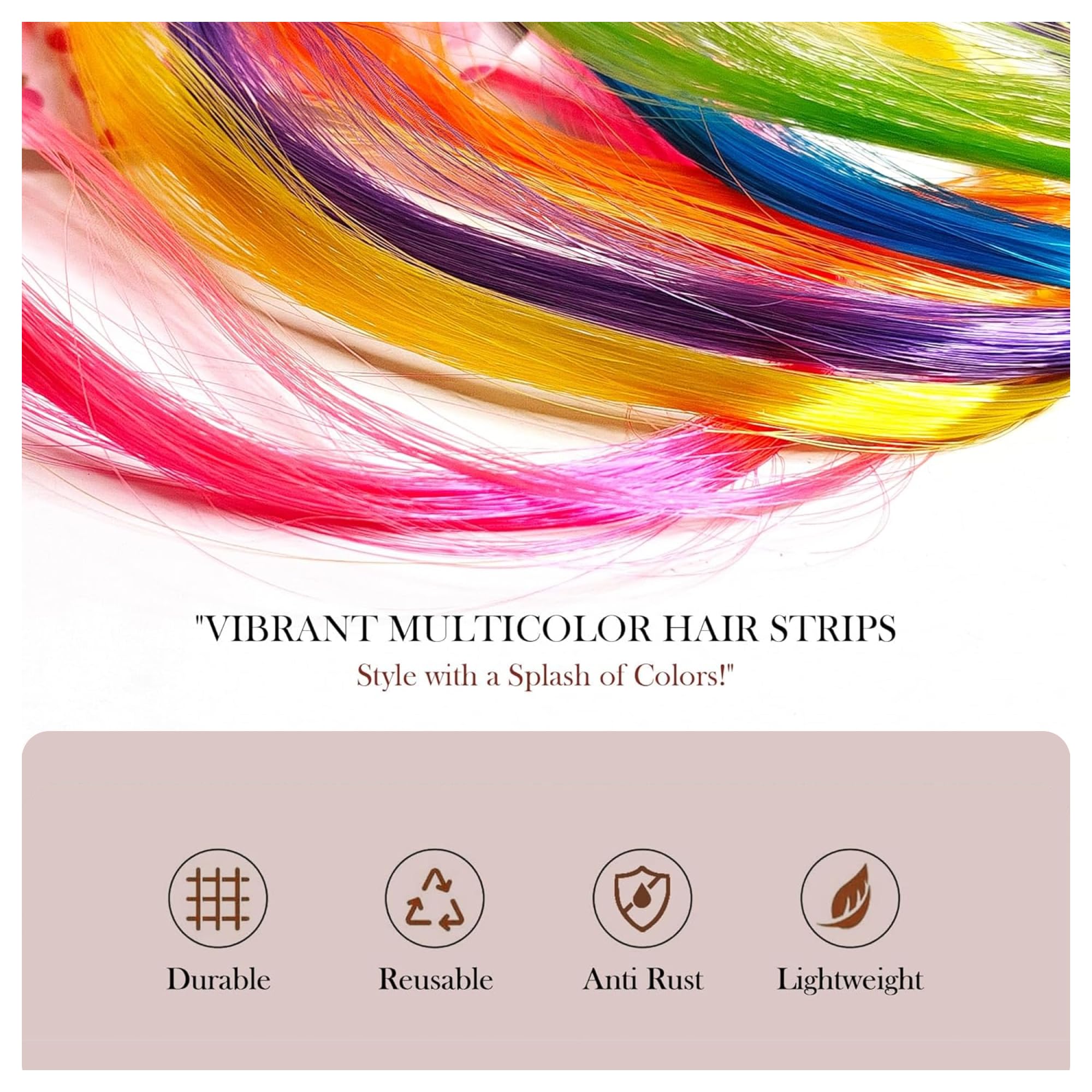 MILAPARK CRAFTS 6pcs Clip-In Colorful Hair Extensions for Kids – Glitter Highlights, Synthetic Hair Streaks, Multicolor Strips for Girls, Birthday Party Dress-Up, Cosplay & DIY Styling 4