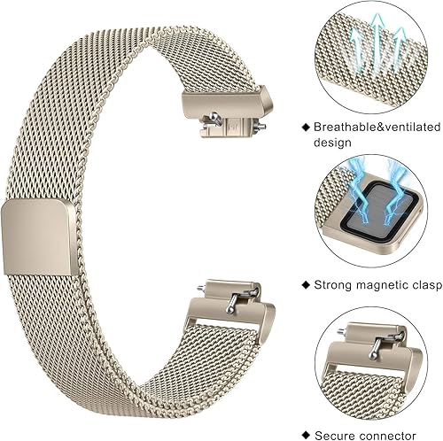 Miniatura 10 de Amzpas Correas compatibles con Fitbit Inspire 2 y Fitbit Inspire HR y Fitbit Inspire y Fitbit Ace 2, correa magnética ajustable de malla de acero
