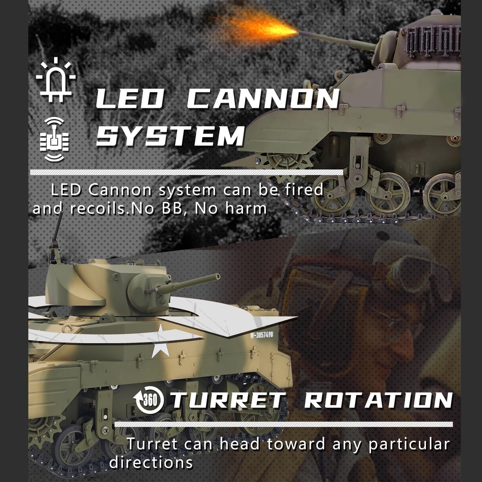 1/16ラジコン戦車M5 スチュアート軽戦車 Amazon.co.jp: ラジコン 戦車2.4GHz 1/16アメリカ陸軍スチュアートM5A1