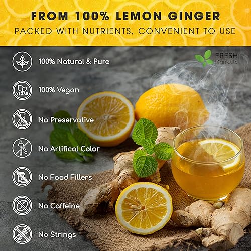 Miniatura 4 de 75 bolsas de té de jengibre y limón premium, ingredientes 100% naturales, mezcla hecha a mano de flores de limón y jengibre, bolsas de té