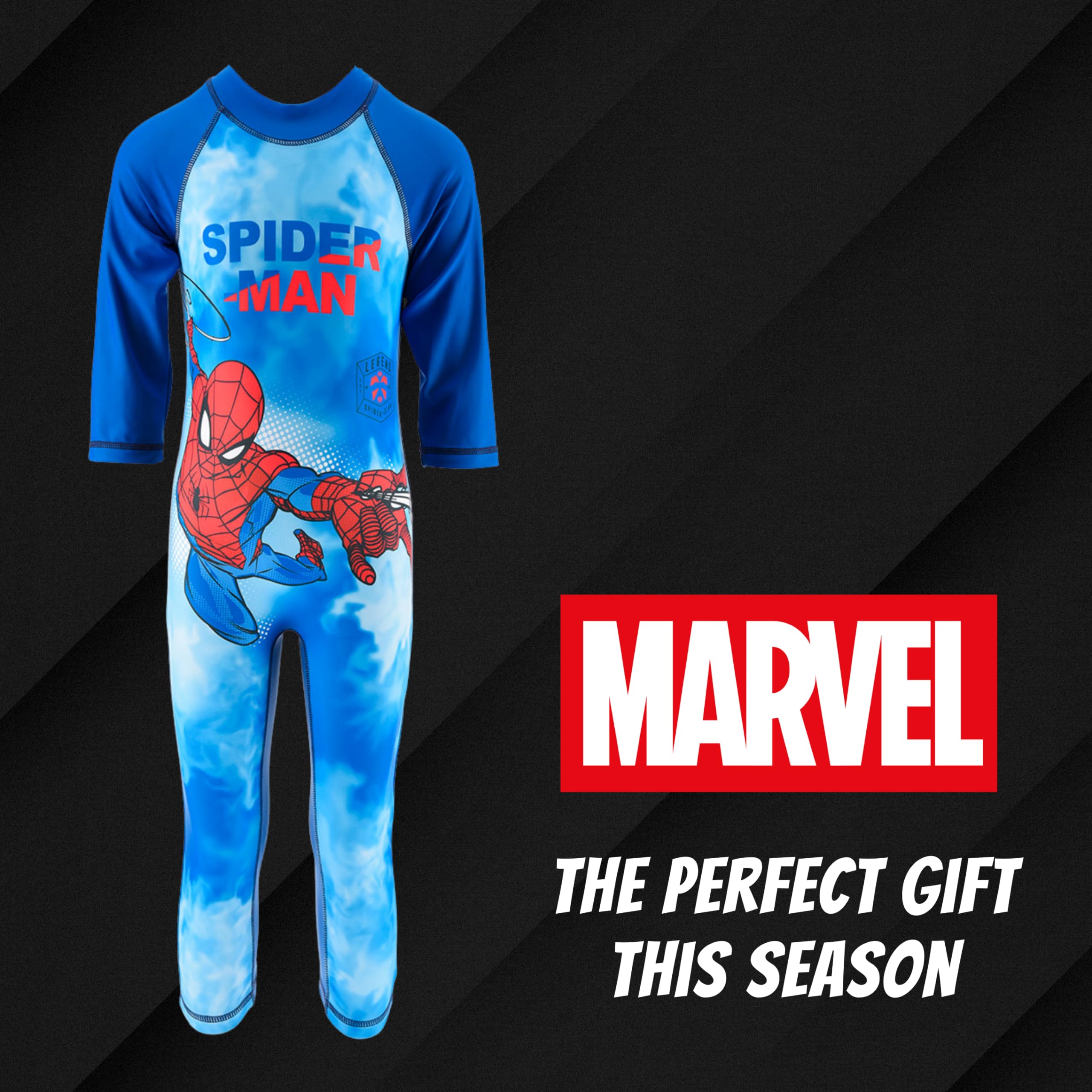 Marvel Spiderman Maillot de Bain Garçon, Maillot de Bain Protection UV, Ensemble de Natation Une Pièce, T-Shirt et Pantalon de Bain, Tailles 3 a 8 Ans