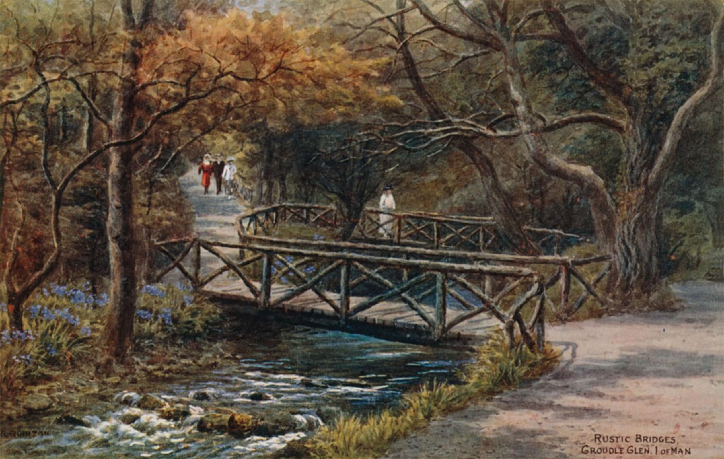 SERENDIPITP Retro Picture Poster Wall Art Pictures Painting Rustic Bridges Groudle Glen I of Man by Alfred Robert Quinton Wall Art Canvas Print for Wall Decor 60x90cm