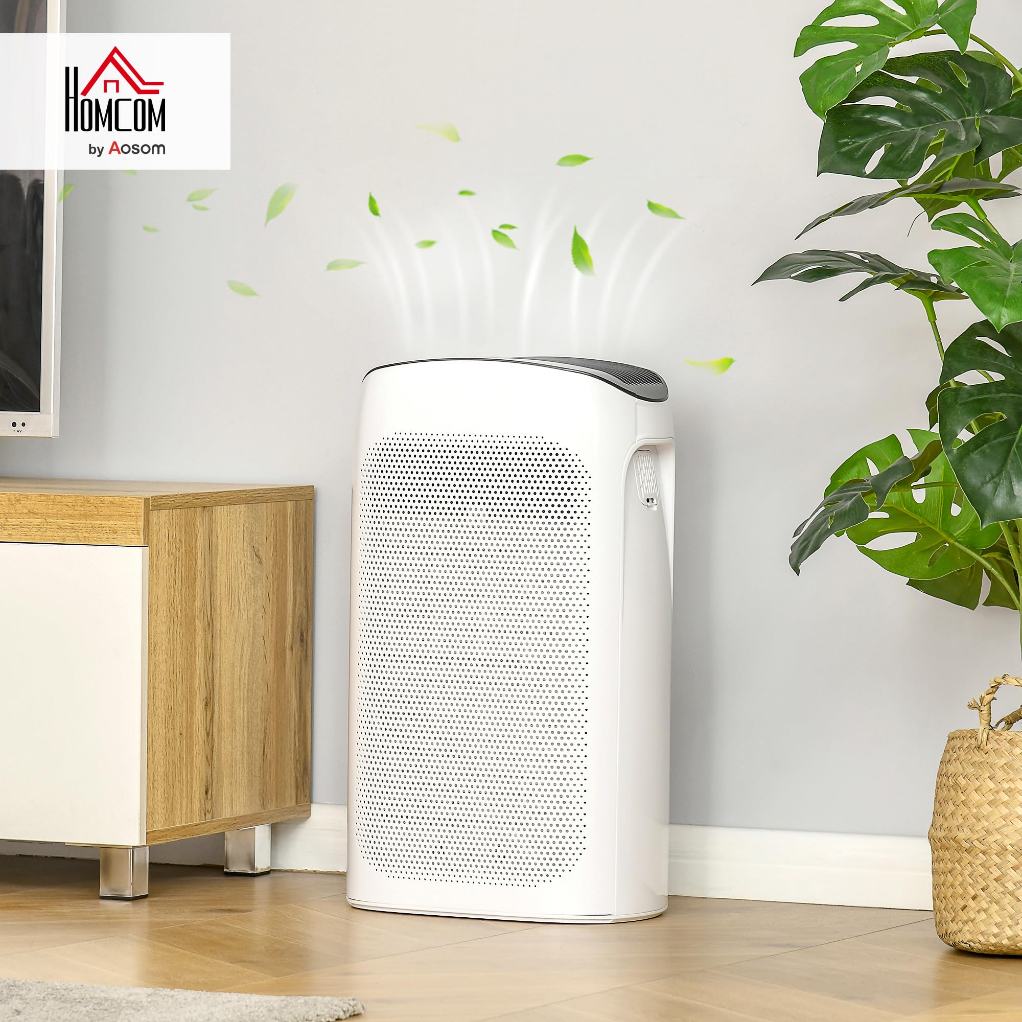 HOMCOM Purificatore d'Aria con Filtro HEPA a Triplo Strato CADR 210m³/h