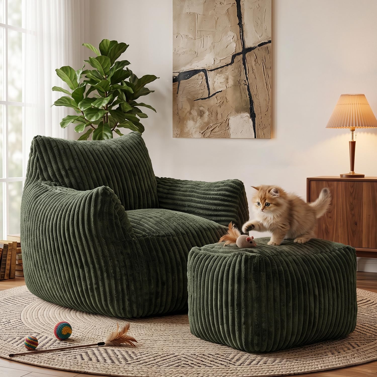 JULY'S SONG Schlafsofas Relaxsessel mit Rückenlehne und Fußstütze,Salbeigrün
