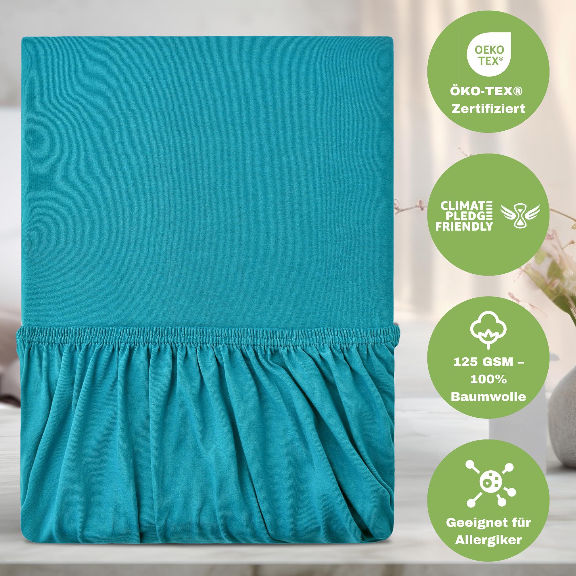 leevitex® Spannbettlaken 120x200cm - 130x200cm | Spannbetttuch Bettlaken | 100% Jersey Baumwolle | Matratzenhöhe bis 25 cm | Ökotex